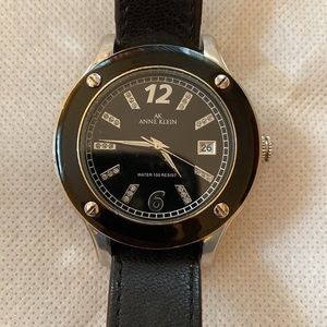 Anne Klein Black Leather Watch